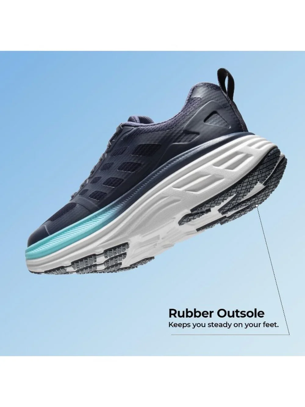 Women's Blue Breathable Walking Shoes Lace Up No Heel Round Toe Athletic Sneaker
